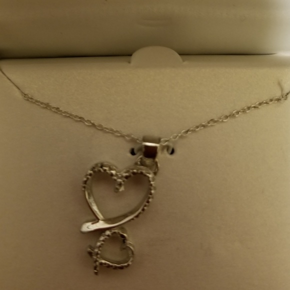 Sterling silver double heart necklace - Picture 2 of 3